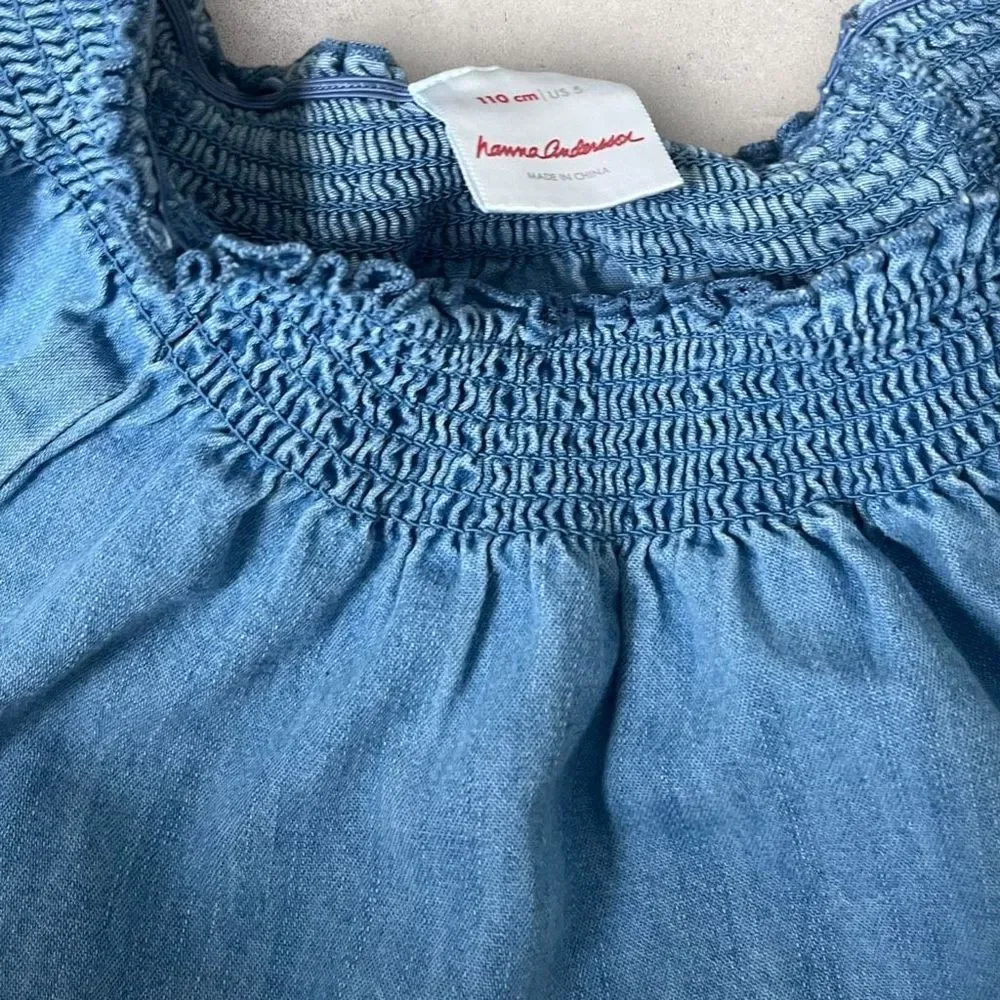 Hanna Andersson Light Blue Chambray Swing Shirt, Size 5 - Picture 3 of 11